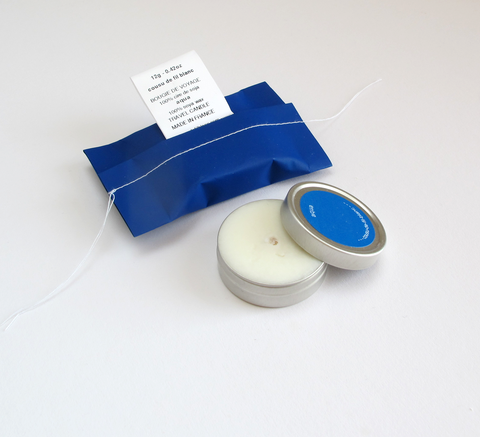 Cousu de fil blanc- Travel candle Aqua 12g