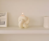 Honey Flamingo - Tube knot candle 2- Ivory (Dark gray dot) with Jasmine scent