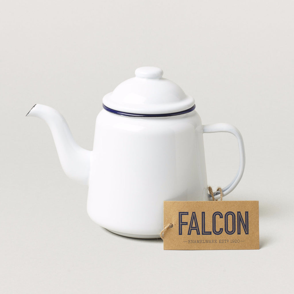 Falcon Teapot White with Blue rim